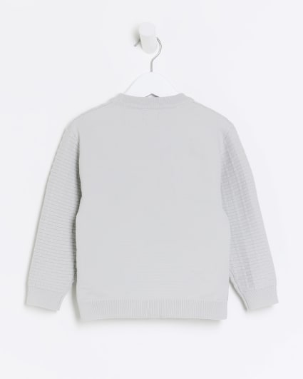 Mini boys grey brick stitch jumper