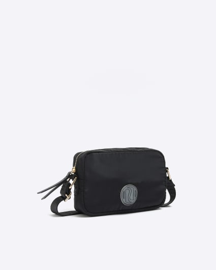 Girls black nylon cross body bag