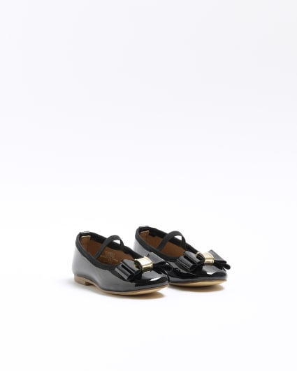 Mini girls Black Patent Bow ballet shoes