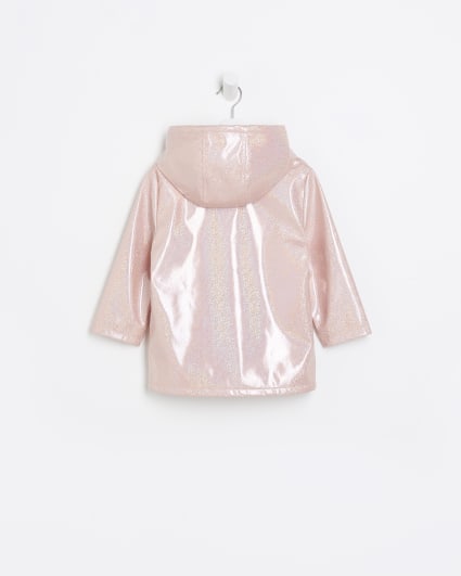 Mini girls pink glitter hooded raincoat