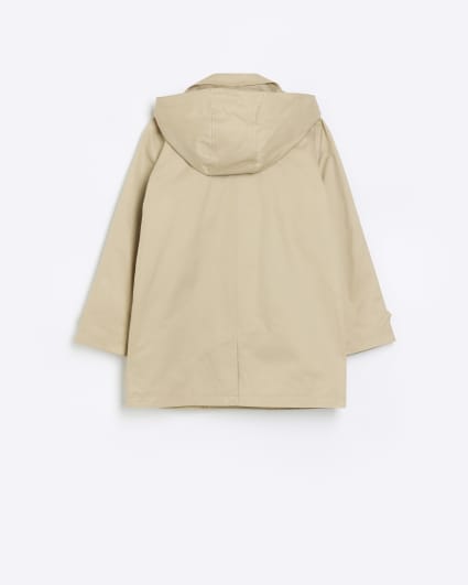 Boys beige hooded trench coat