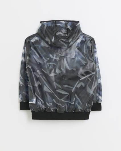 Boys Blue printed hooded bomber rain coat