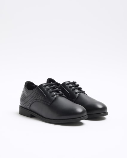 Boys black wide fit embossed shoes