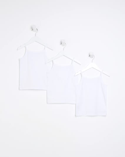 Mini girls white vest 3 pack