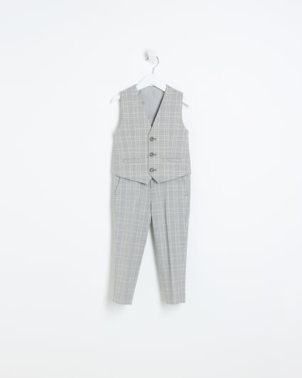Mini boys Grey Check 2 piece suit set