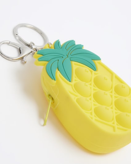 Girls yellow pineapple fidget popper keyring