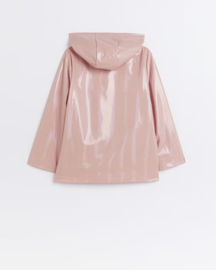 Girls pink iridescent rain coat