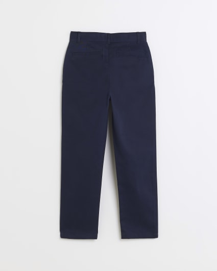 Boys navy stretch chino trousers