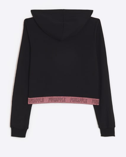 Girls black Pineapple crop hoodie