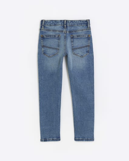 Boys blue denim faded skinny jeans