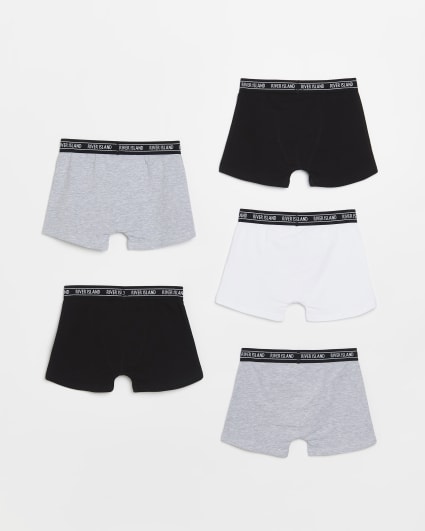 Boys Grey Monochrome boxer shorts 5 pack
