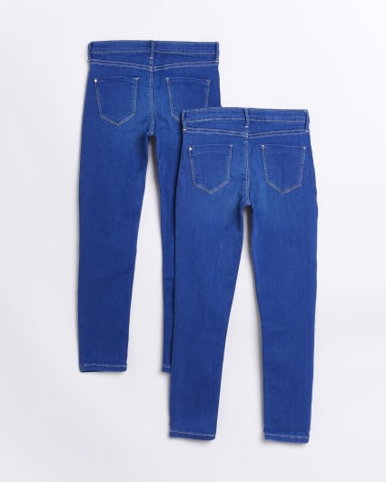 Girls blue rip Molly jeans 2 pack
