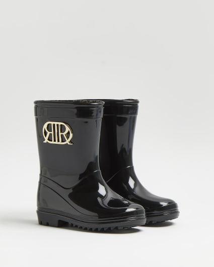 Mini girls black RI branded wellie boots
