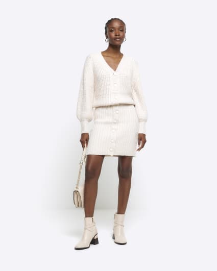 Cream knitted cardigan mini dress