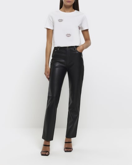 White diamante lips t-shirt
