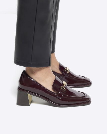 Red patent heeled loafers