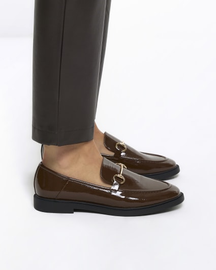 Brown chain loafers