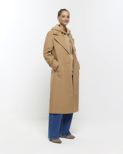 Brown button front longline coat