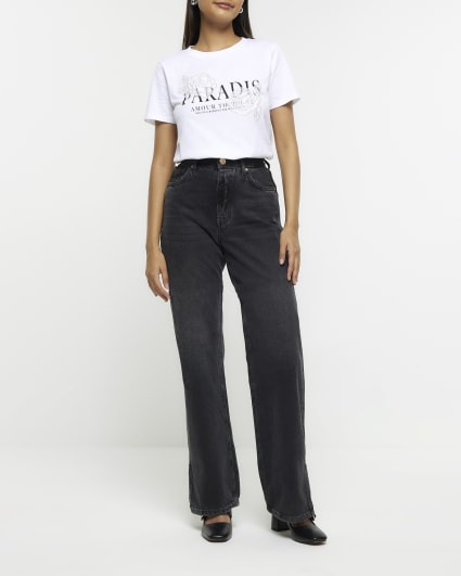 White graphic embellished t-shirt