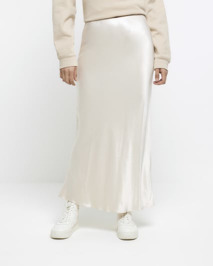 Cream satin maxi skirt