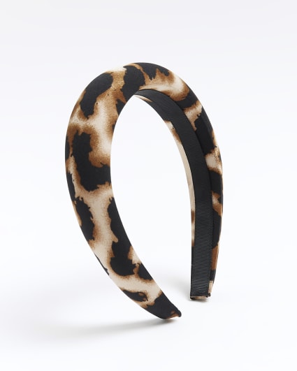 Black leopard print head band