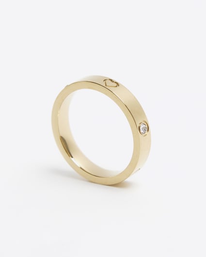 Gold Stainless Steel Embellished Ring