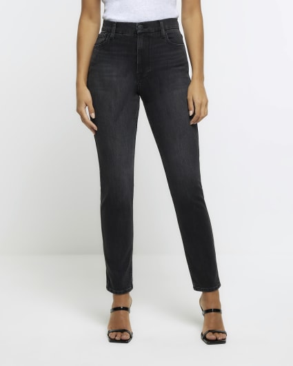 Black high waisted stove pipe straight jeans
