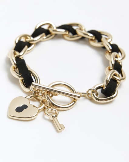 Gold chain link charm bracelet