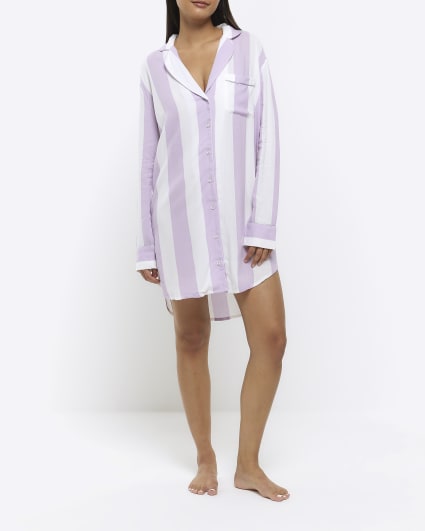 Purple stripe pyjama sleep dress