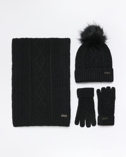 Black cable knit gift Set