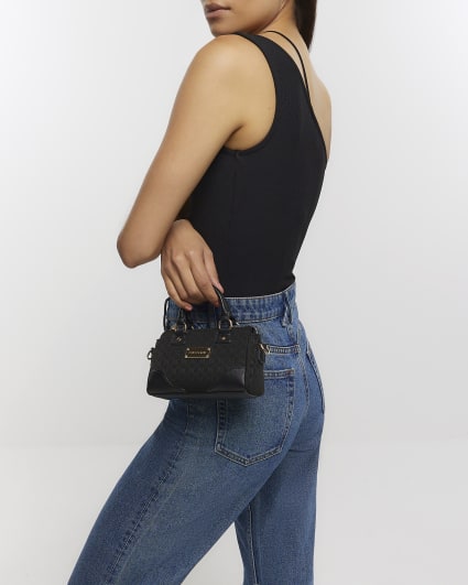 Black RI monogram mini cross body bag