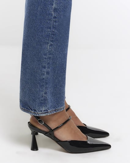 Black slingback heeled court shoes