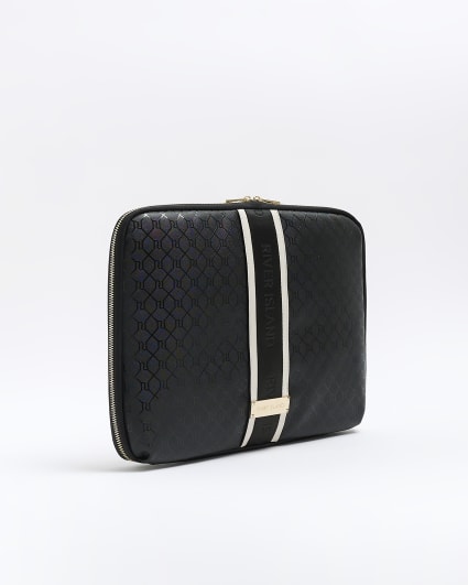 Black RI monogram laptop case