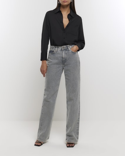 Black chiffon long sleeve shirt