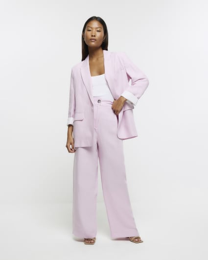 Petite purple linen blend blazer