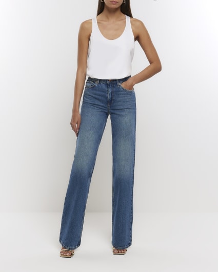 White Racer Scoop Neck Vest Top