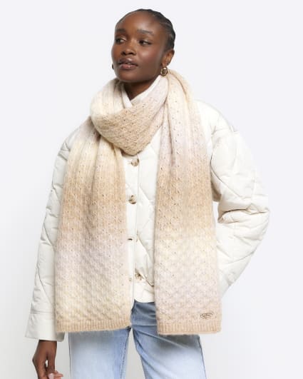 Beige knitted ombre scarf