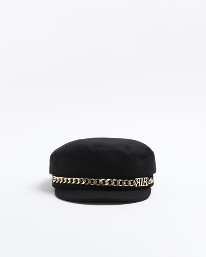 Black chain detail bakerboy hat