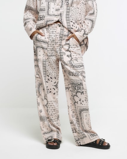 Petite pink paisley cargo trousers