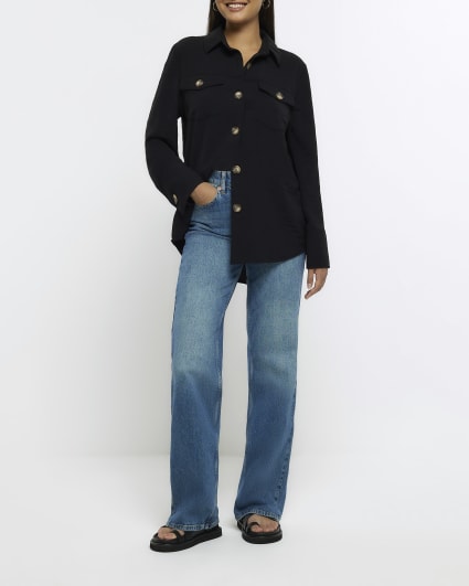 Black textured long sleeve shirt