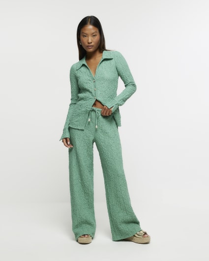 Petite green textured shirt