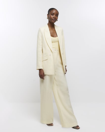 Yellow linen blend blazer
