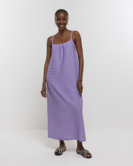 Purple textured slip maxi dress