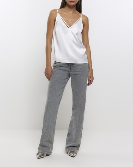 White satin strap cami top