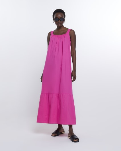 Pink slip maxi dress