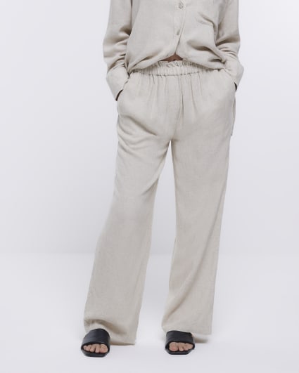 Stone wide leg trousers with linen