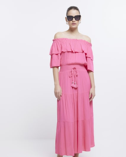 Pink Maxi Bardot dress