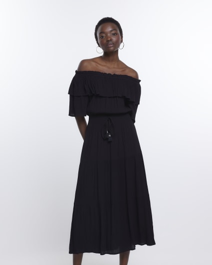 Black Maxi Bardot Dress