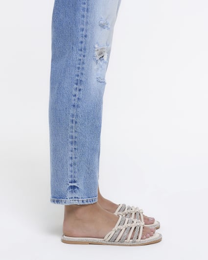 Cream Wide Fit Embellished Sliders