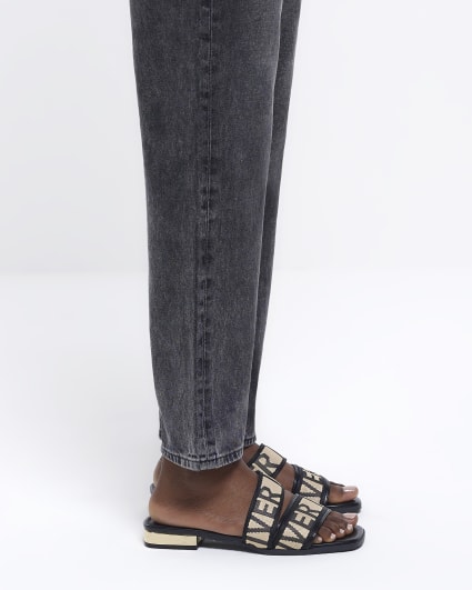 Black RI monogram sliders